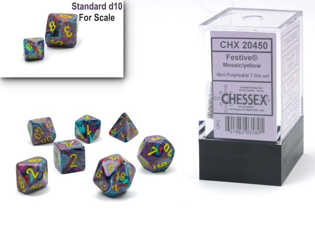 Festive® Mini-Polyhedral Mosaic/yellow 7-Die (Mini Poly Release 1) (Online Only)