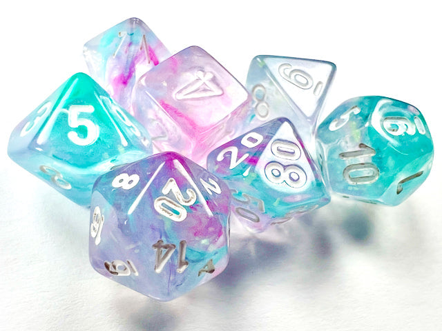Nebula® Mini-Polyhedral Wisteria/white 7-Die set (Mini Poly Release 2) (Online Only)