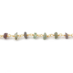 3.5mm Multi Color Sapphire chips Vermeil Chain by the foot 45 beads A