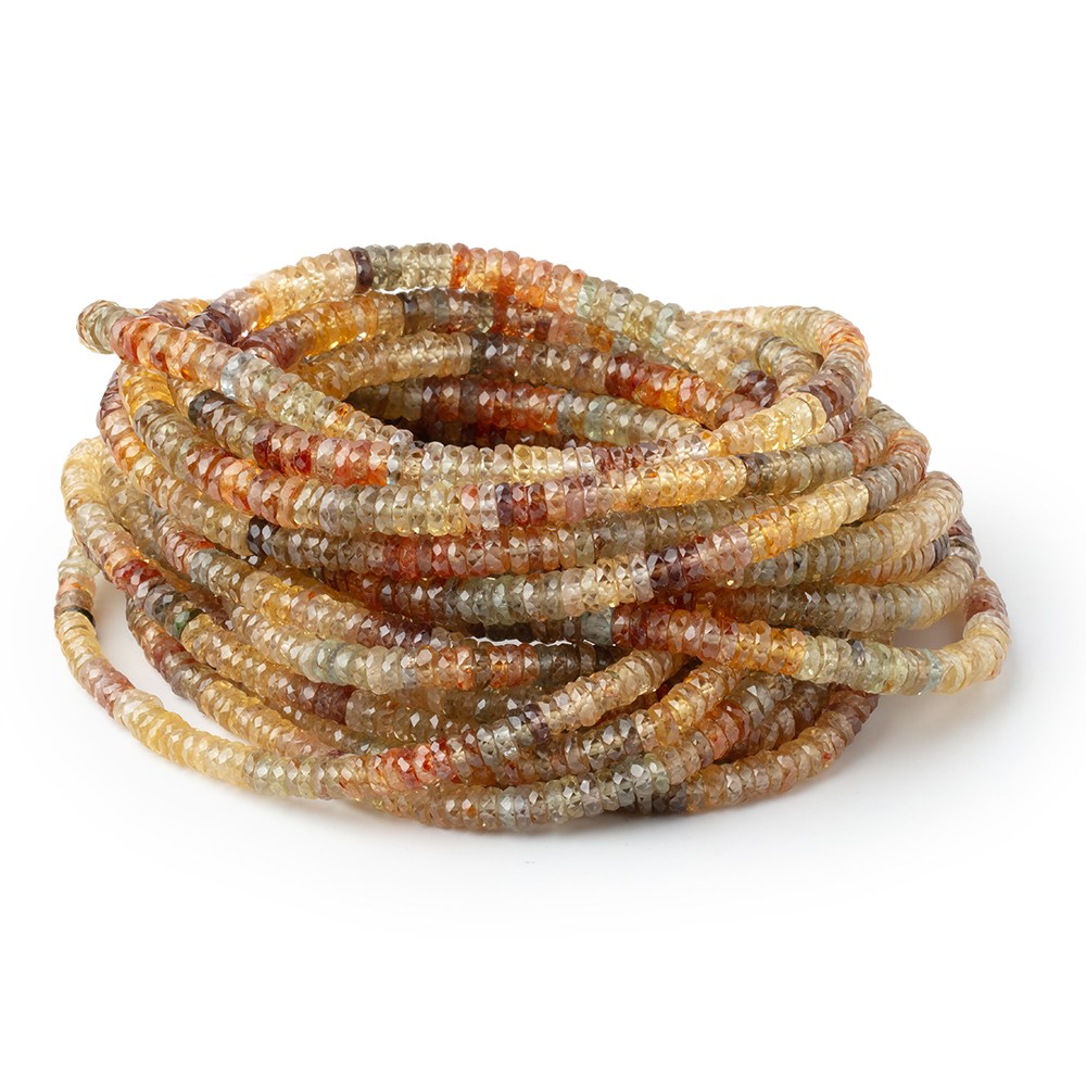 3-5mm Multi Color & Golden Zircon Faceted Heishi 16 inch 245 Beads (ONLINE ORDER ONLY)