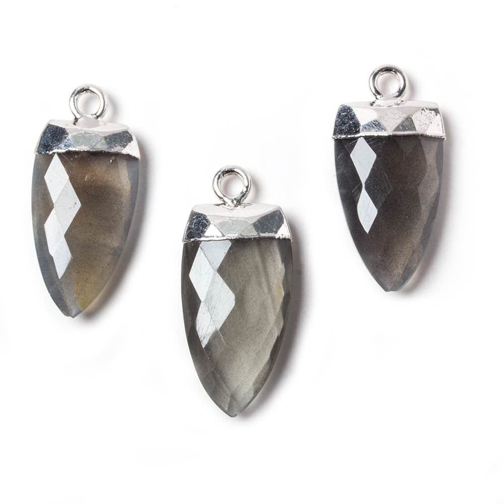 20x10mm Silver Leafed grey Moonstone faceted Point Pendant 1 piece (ONLINE ORDER ONLY)