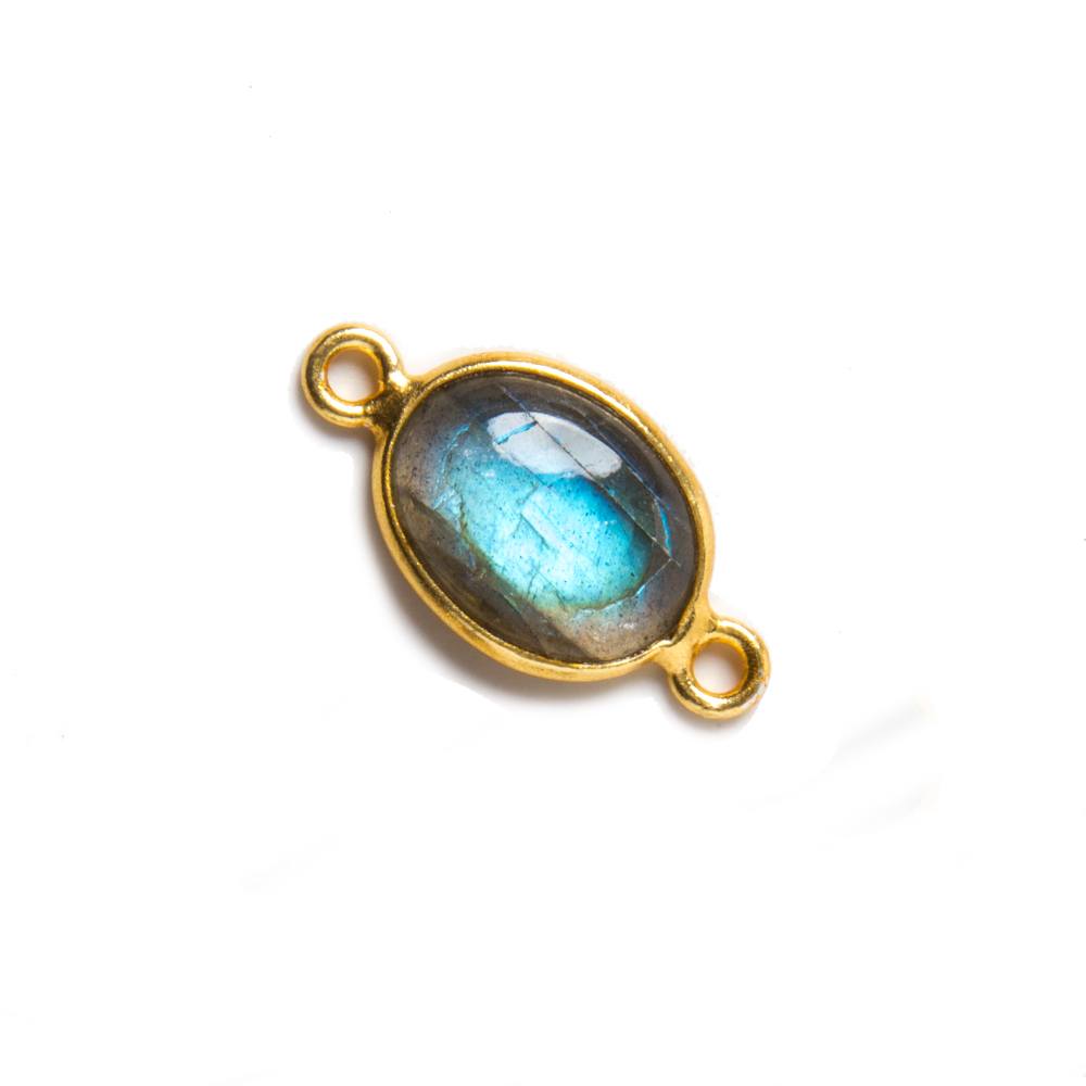 20x10mm Vermeil Bezeled Labradorite plain oval Connector 1 piece (ONLINE ORDER ONLY)