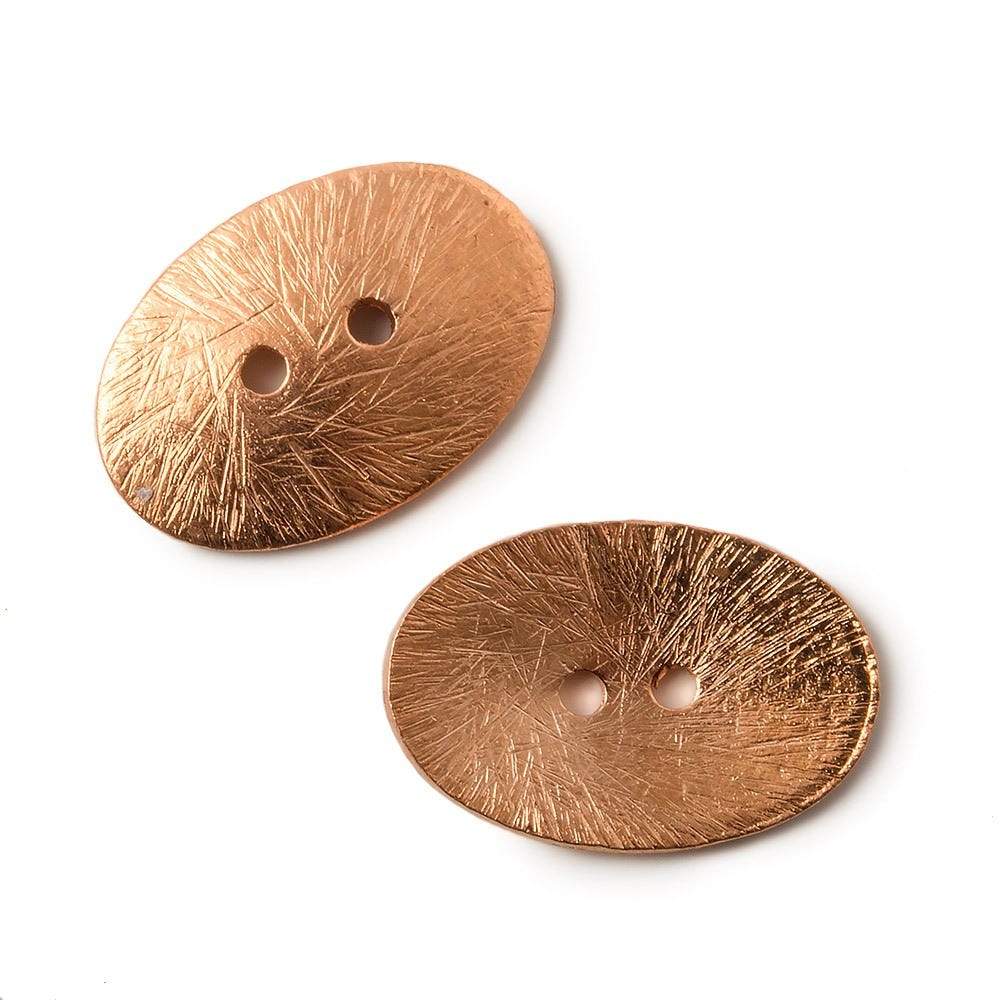 20x14mm Copper Oval Button Brushed,  6 pieces (ONLINE ORDER ONLY)
