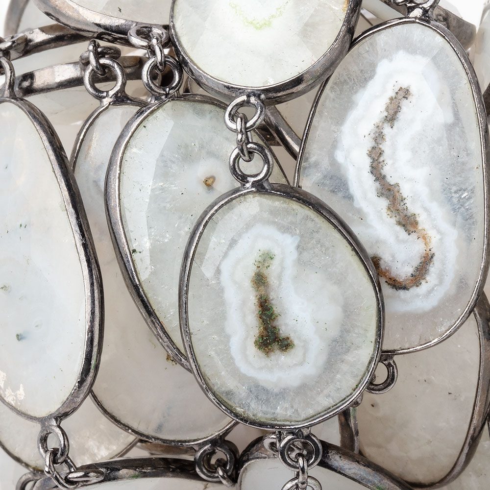 20x18-31x19mm Solar Quartz Faceted Nuggets Black Gold over .925 Bezel Set Chain (ONLINE ORDER ONLY)