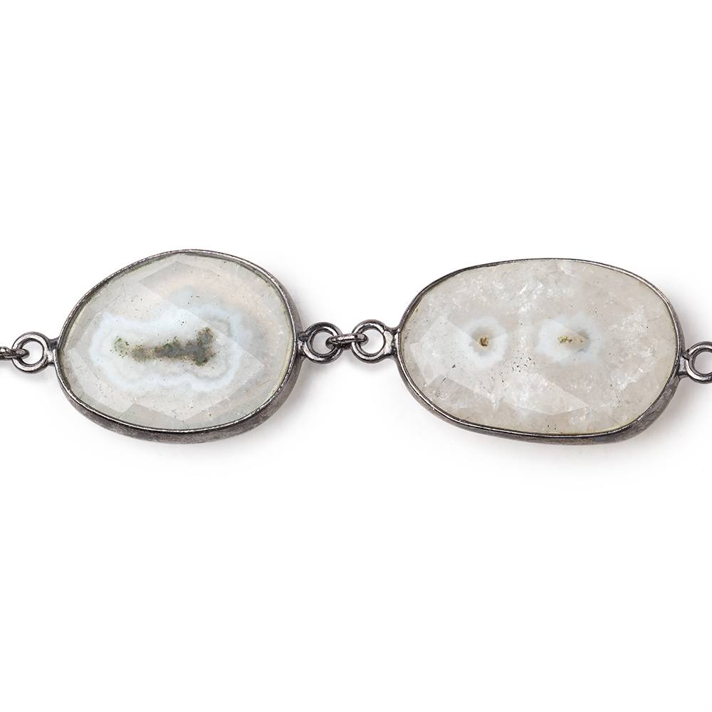 20x18-31x19mm Solar Quartz Faceted Nuggets Black Gold over .925 Bezel Set Chain (ONLINE ORDER ONLY)