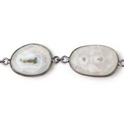 20x18-31x19mm Solar Quartz Faceted Nuggets Black Gold over .925 Bezel Set Chain (ONLINE ORDER ONLY)