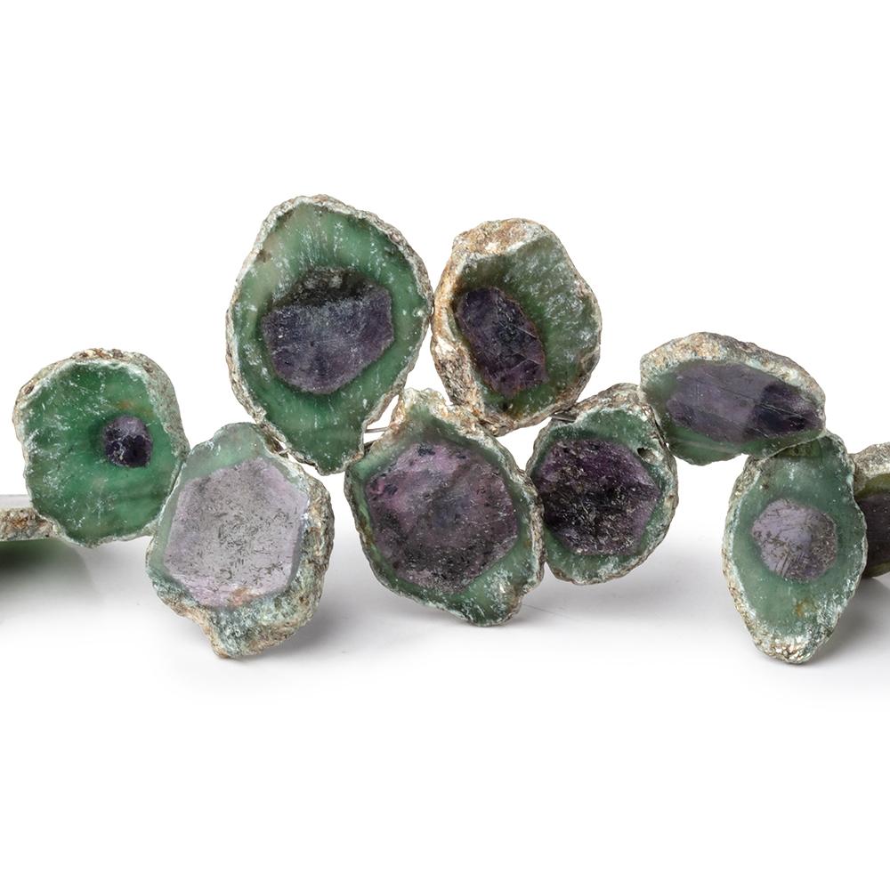 11x9-19x14mm Red & Green Bi-Color Corundum Crystal Slices 6 inch 21 pieces (ONLINE ORDER ONLY)