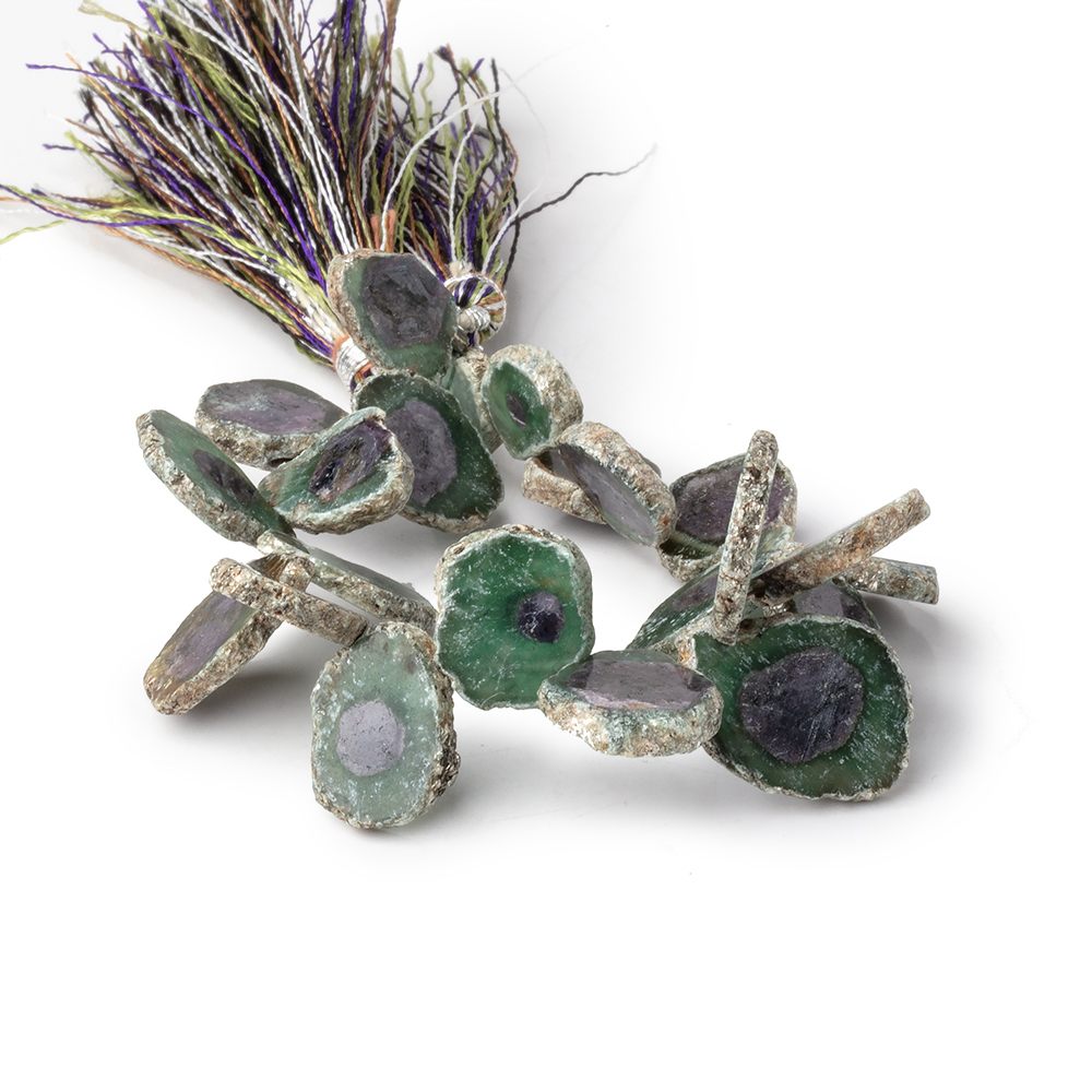 11x9-19x14mm Red & Green Bi-Color Corundum Crystal Slices 6 inch 21 pieces (ONLINE ORDER ONLY)