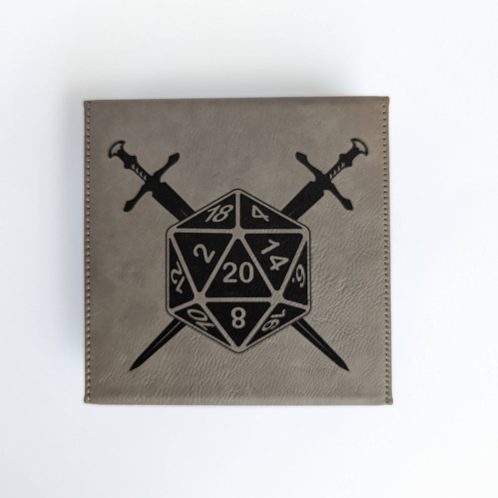 D20 Swords - Vegan Leather Dice Box (ONLINE ORDER ONLY)