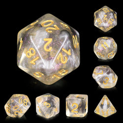 Sky Haze: Clear w/Purple Glitter Iridescent Effect 7-Dice Set (Online Only)