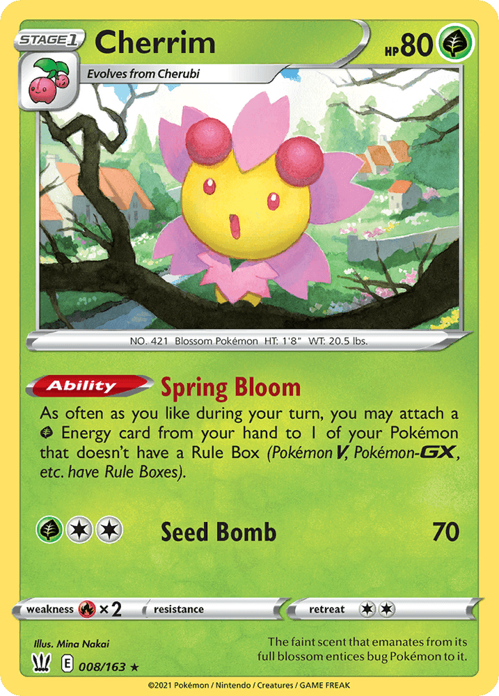 Cherrim (008/163) (Theme Deck Exclusive) [Sword & Shield: Battle Styles] (Online Only)