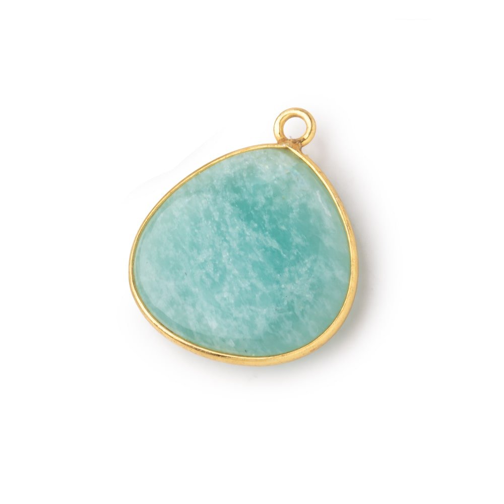 21mm Vermeil Bezel Amazonite Plain Heart Pendant 1 Focal Bead (ONLINE ORDER ONLY)