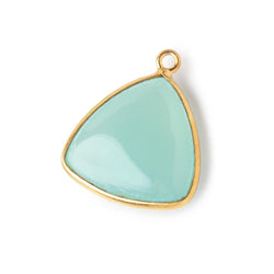 21mm Vermeil Bezel Seafoam Chalcedony Plain Triangle Pendant 1 piece (ONLINE ORDER ONLY)
