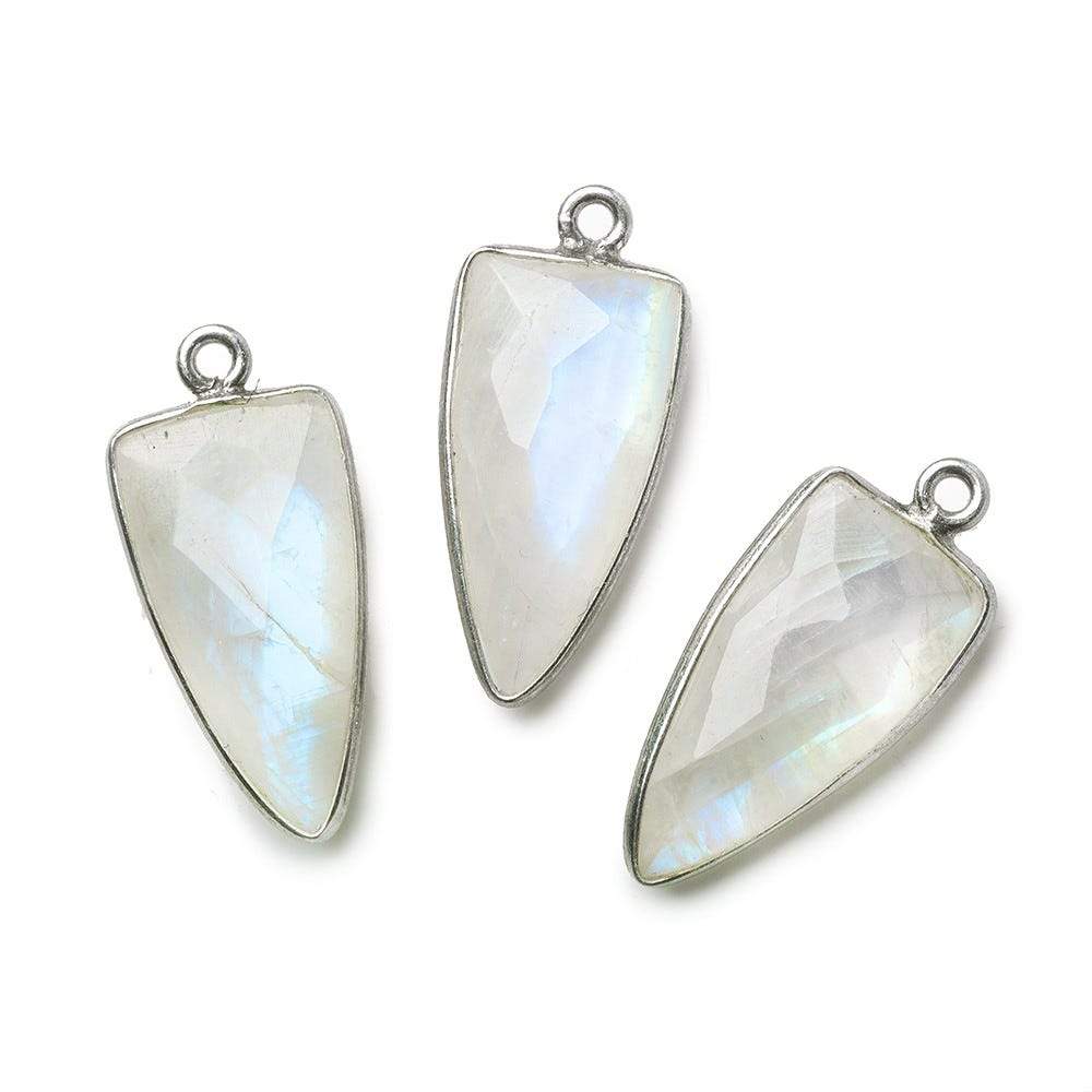 21x11mm Silver .925 Bezel Rainbow Moonstone Point 1 ring Pendant 1 piece (ONLINE ORDER ONLY)