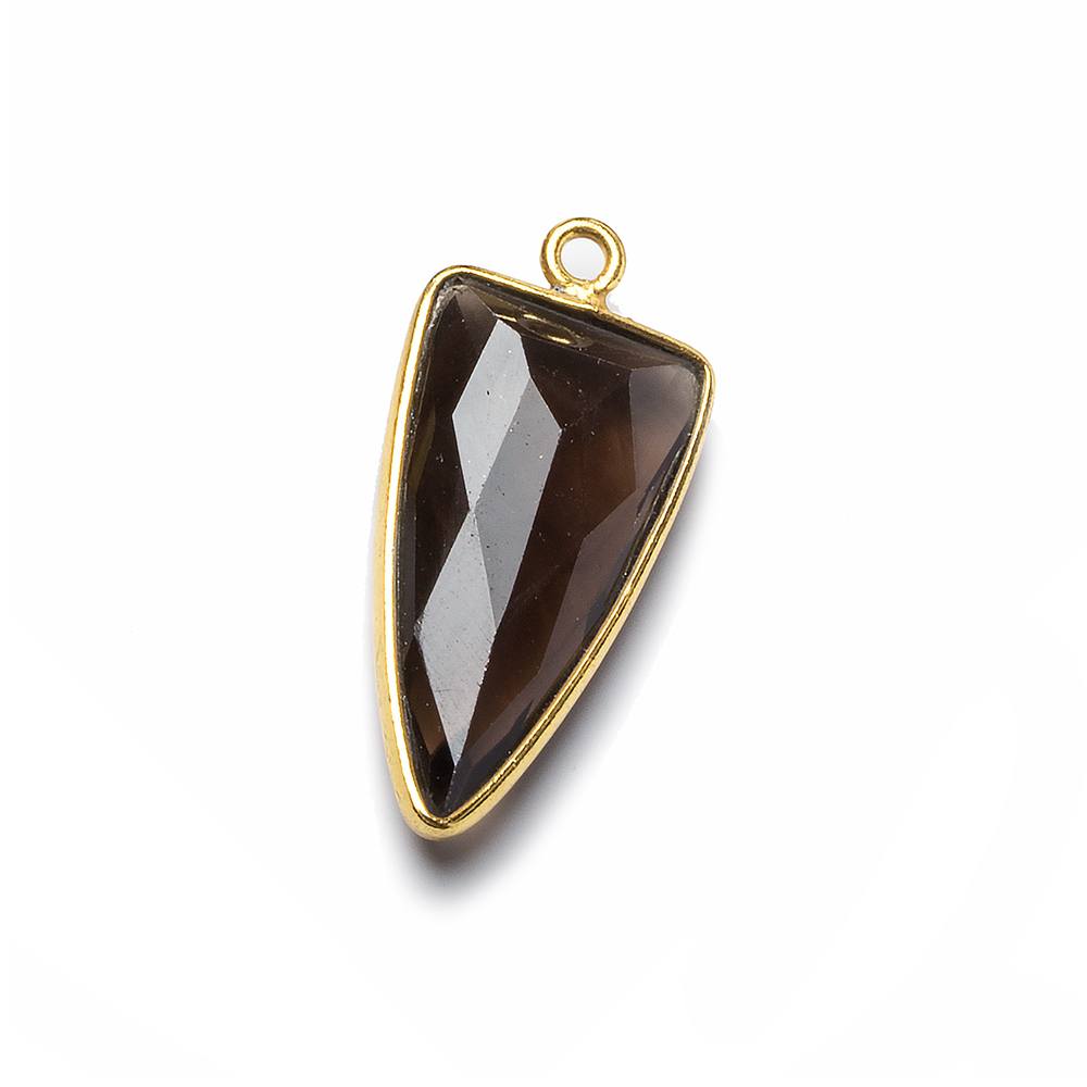 21x11mm Vermeil Bezel Smoky Quartz faceted point 1 focal bead (ONLINE ORDER ONLY)