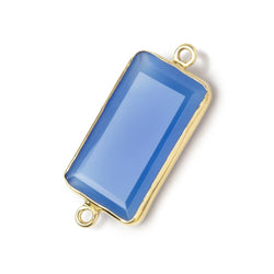 21x12mm Vermeil Bezel Santorini Blue Chalcedony Rectangle Connector 1 Focal (ONLINE ORDER ONLY)