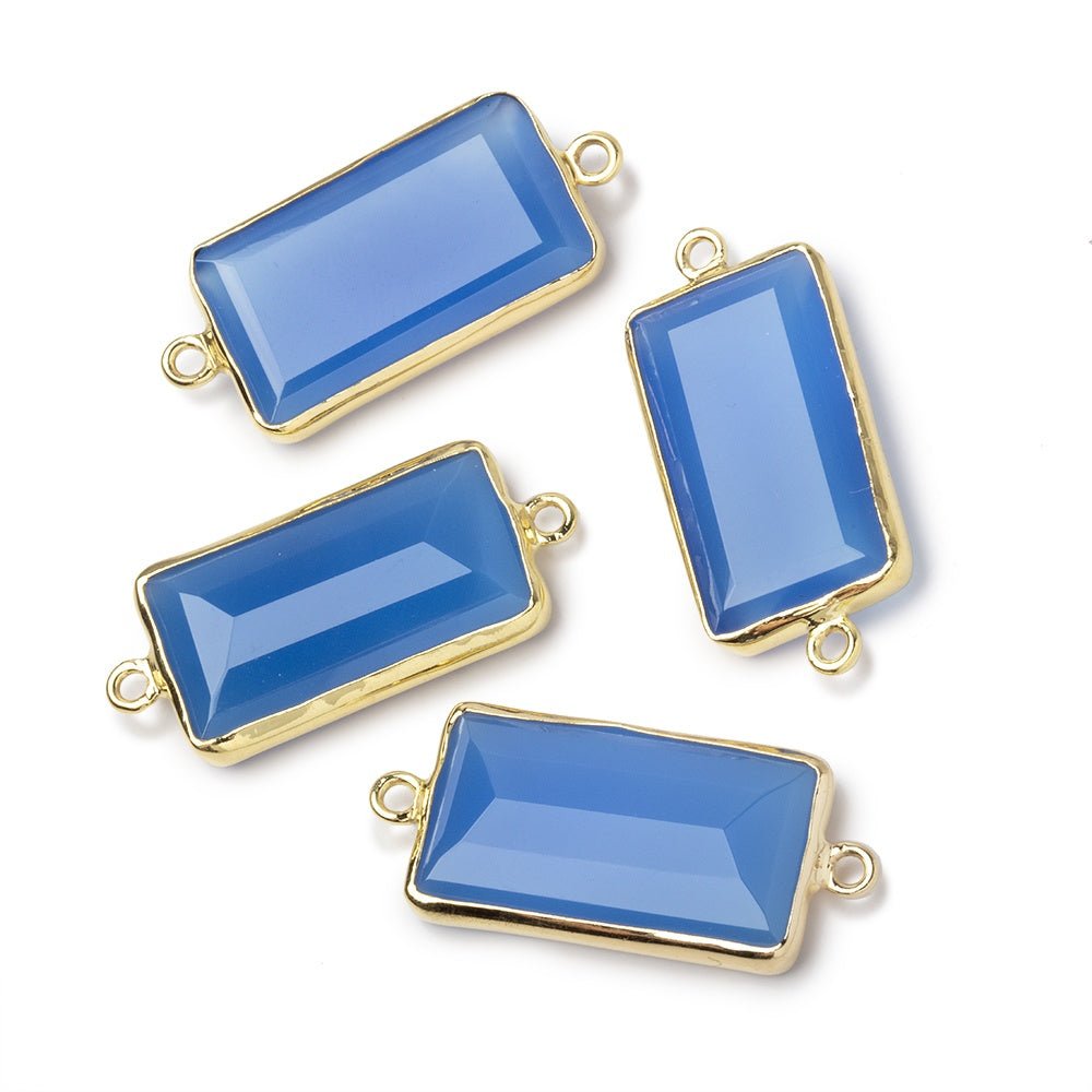21x12mm Vermeil Bezel Santorini Blue Chalcedony Rectangle Connector 1 Focal (ONLINE ORDER ONLY)