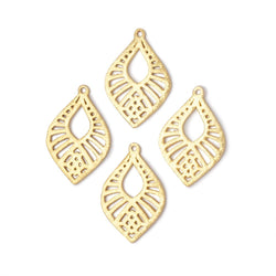 21x15.5mm Brushed Filigree Tear Drop Charm Set of 4 pieces
