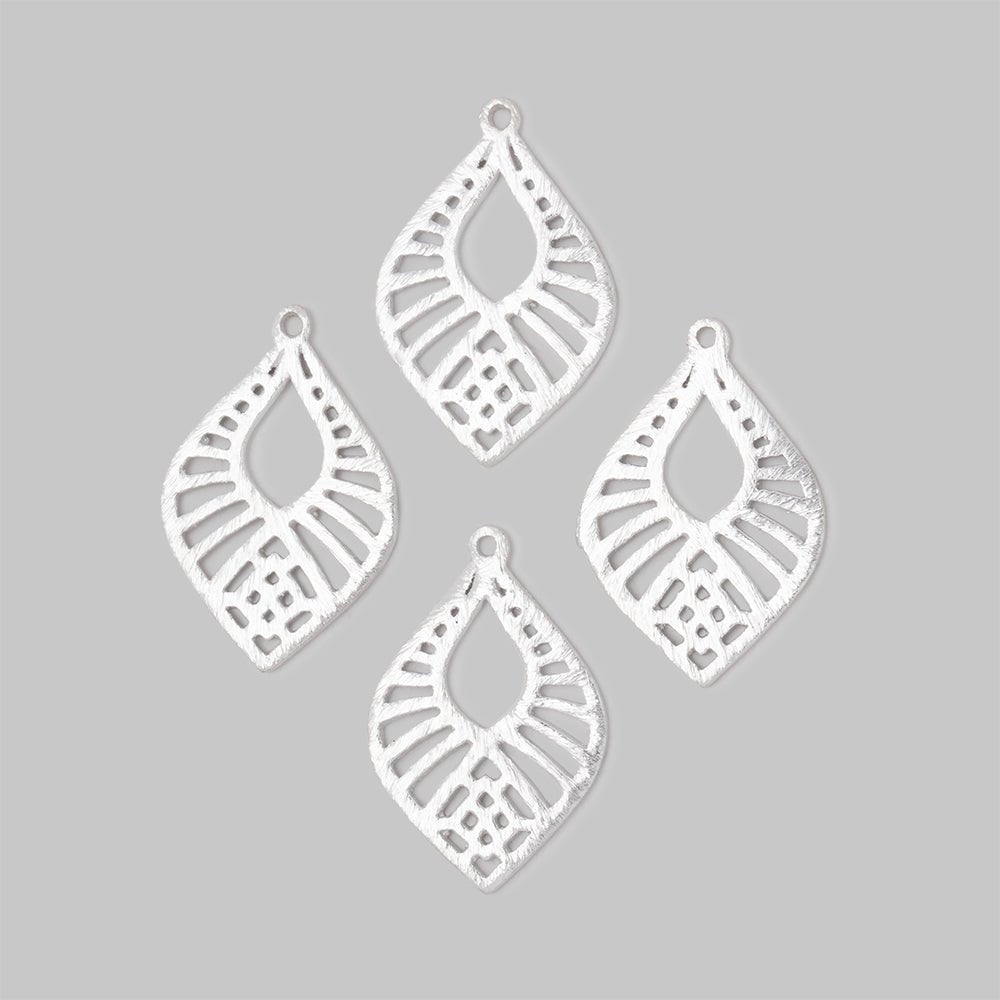 21x15.5mm Brushed Filigree Tear Drop Charm Set of 4 pieces