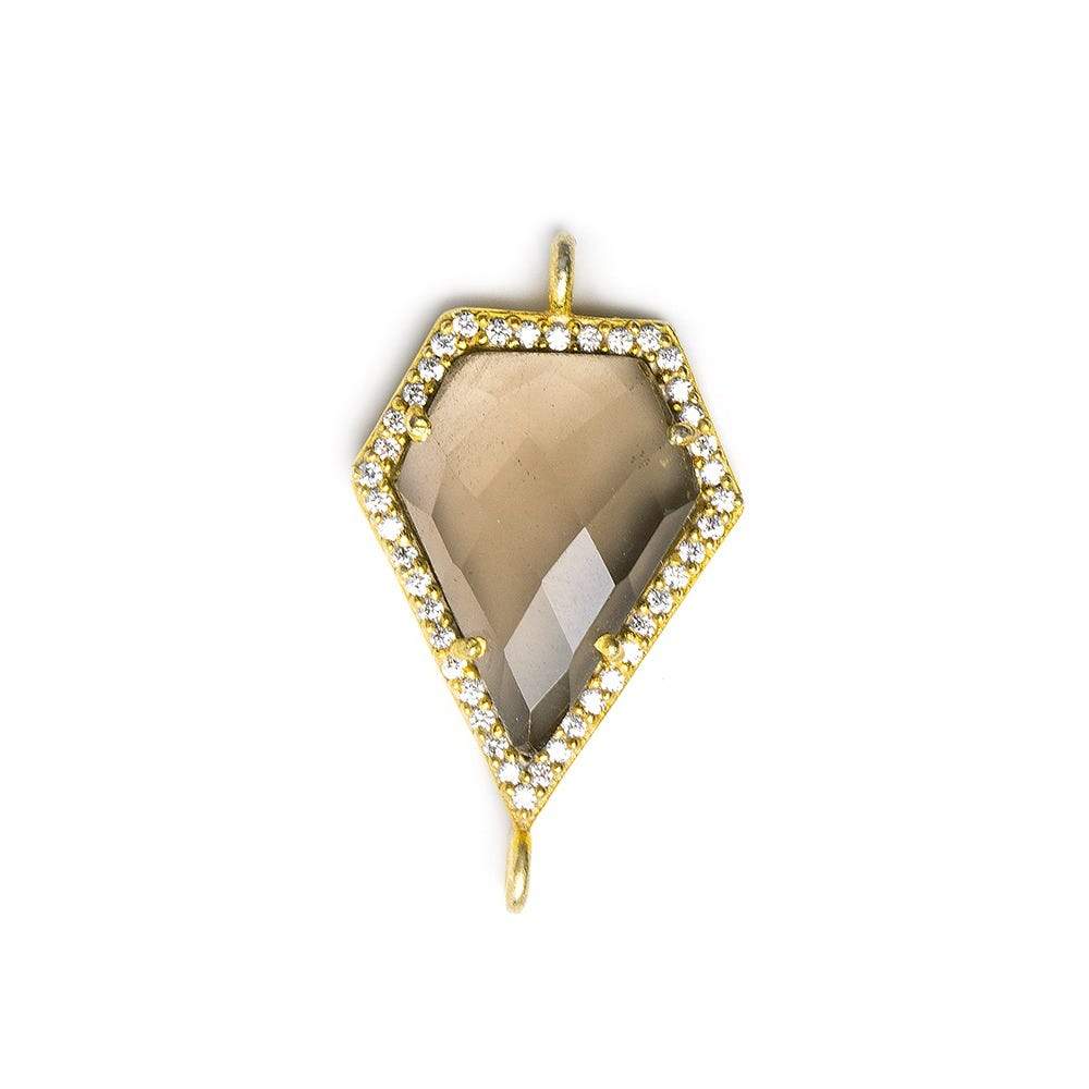21x15mm Vermeil CZ Bezel & Smoky Quartz Modified Shield Connector 1 piece (ONLINE ORDER ONLY)