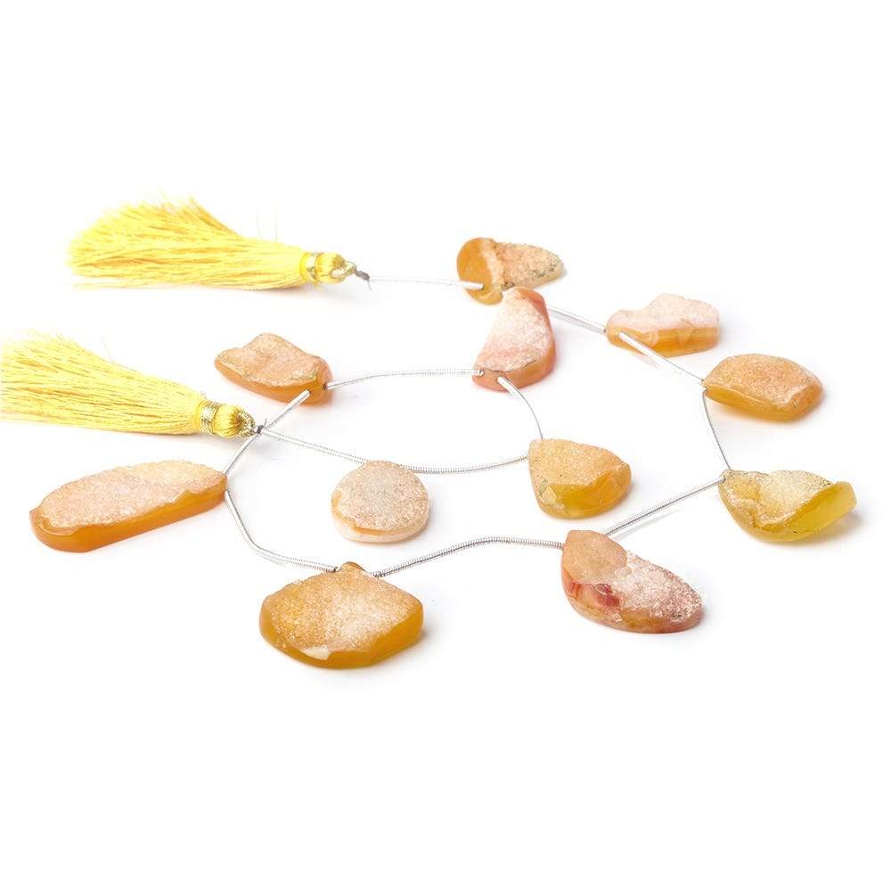 21x16-35x17mm Mango Yellow Agate Drusy Freeform Beads 11 pieces (ONLINE ORDER ONLY)
