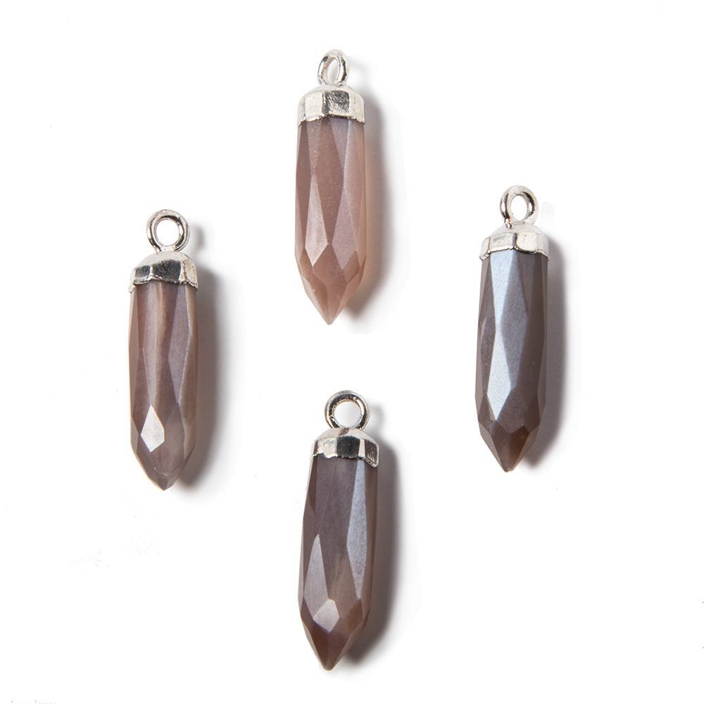 18-21mm Silver Leafed Chocolate Brown Moonstone Spike Pendant 1 piece (ONLINE ORDER ONLY)