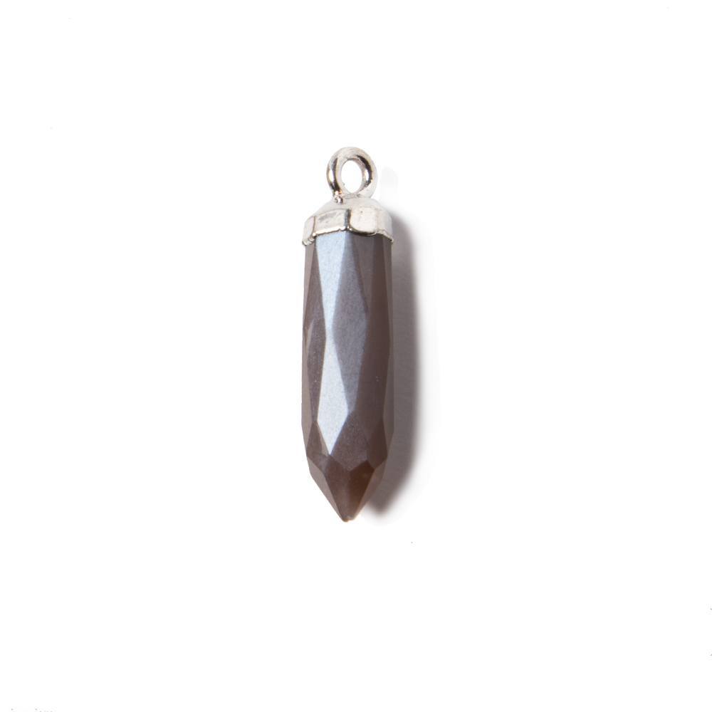 18-21mm Silver Leafed Chocolate Brown Moonstone Spike Pendant 1 piece (ONLINE ORDER ONLY)