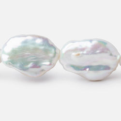 22-24mm Rosé White Flat Baroque Freshwater Pearls 15.5 inch 16 Beads AA