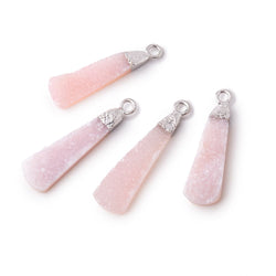 22-24mm Silver Leafed Pink Drusy Pear Pendant 1 focal piece (ONLINE ORDER ONLY)