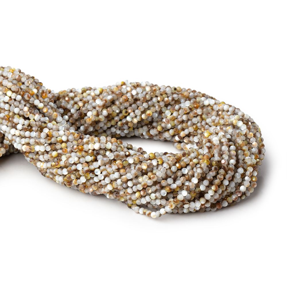 2.2mm Brown Mother of Pearl Shell Micro Faceted Rounds 12.5 inch 150 Beads (ONLINE ORDER ONLY)
