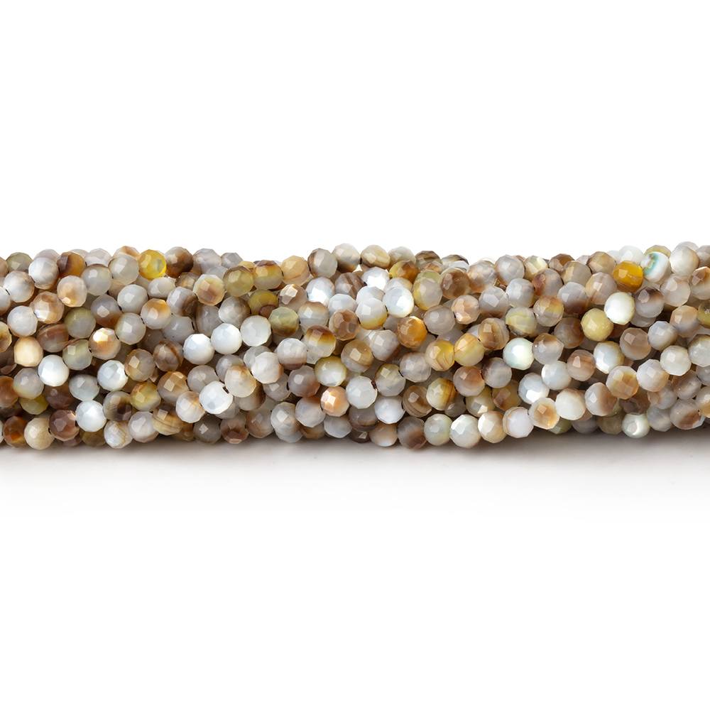 2.2mm Brown Mother of Pearl Shell Micro Faceted Rounds 12.5 inch 150 Beads (ONLINE ORDER ONLY)