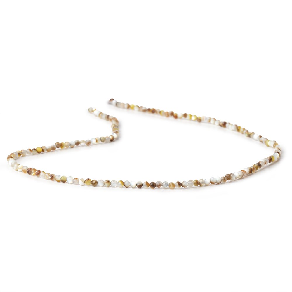 2.2mm Brown Mother of Pearl Shell Micro Faceted Rounds 12.5 inch 150 Beads (ONLINE ORDER ONLY)