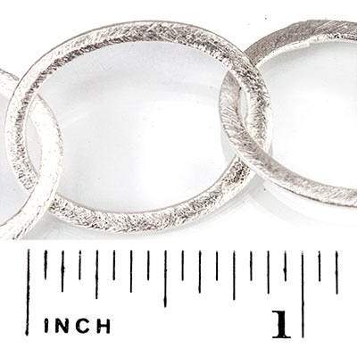 22x17mm Silver plated Brushed Oval Link Chain by the foot (ONLINE ORDER ONLY)