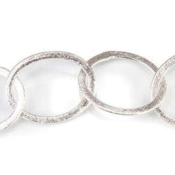22x17mm Silver plated Brushed Oval Link Chain by the foot (ONLINE ORDER ONLY)