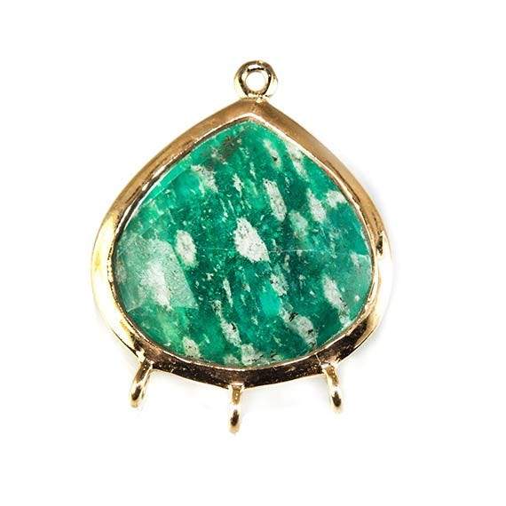 22x17mm Vermeil Bezeled Amazonite faceted heart 3 ring Pendant 1 piece (ONLINE ORDER ONLY)