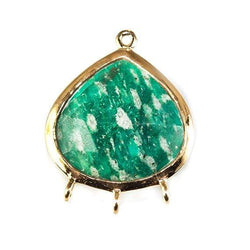 22x17mm Vermeil Bezeled Amazonite faceted heart 3 ring Pendant 1 piece (ONLINE ORDER ONLY)