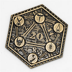 Classes Theme Bronze Color d2 Coin Shaped like d20 Color Challenge Coin (Online Only)
