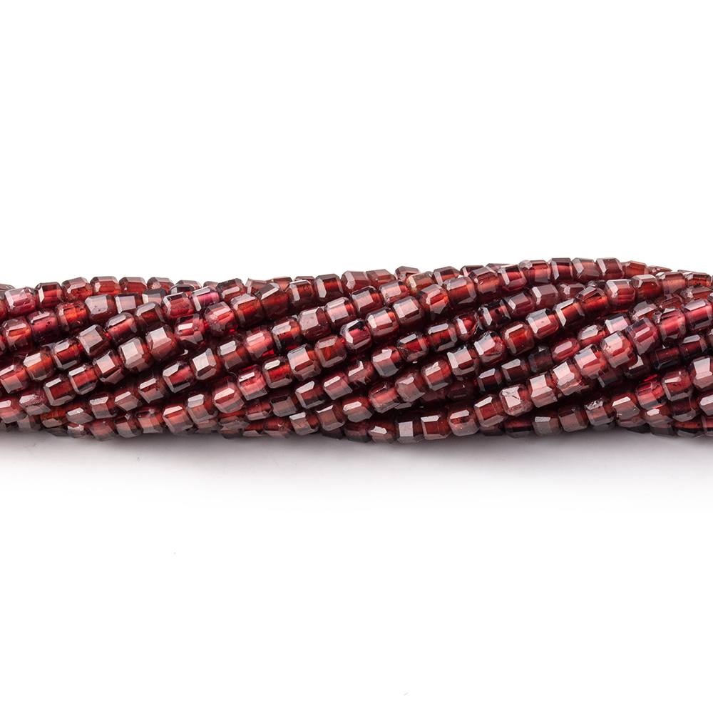 2.3mm Garnet Micro Faceted Cube Beads 12.5 inch 142 pieces (ONLINE ORDER ONLY)