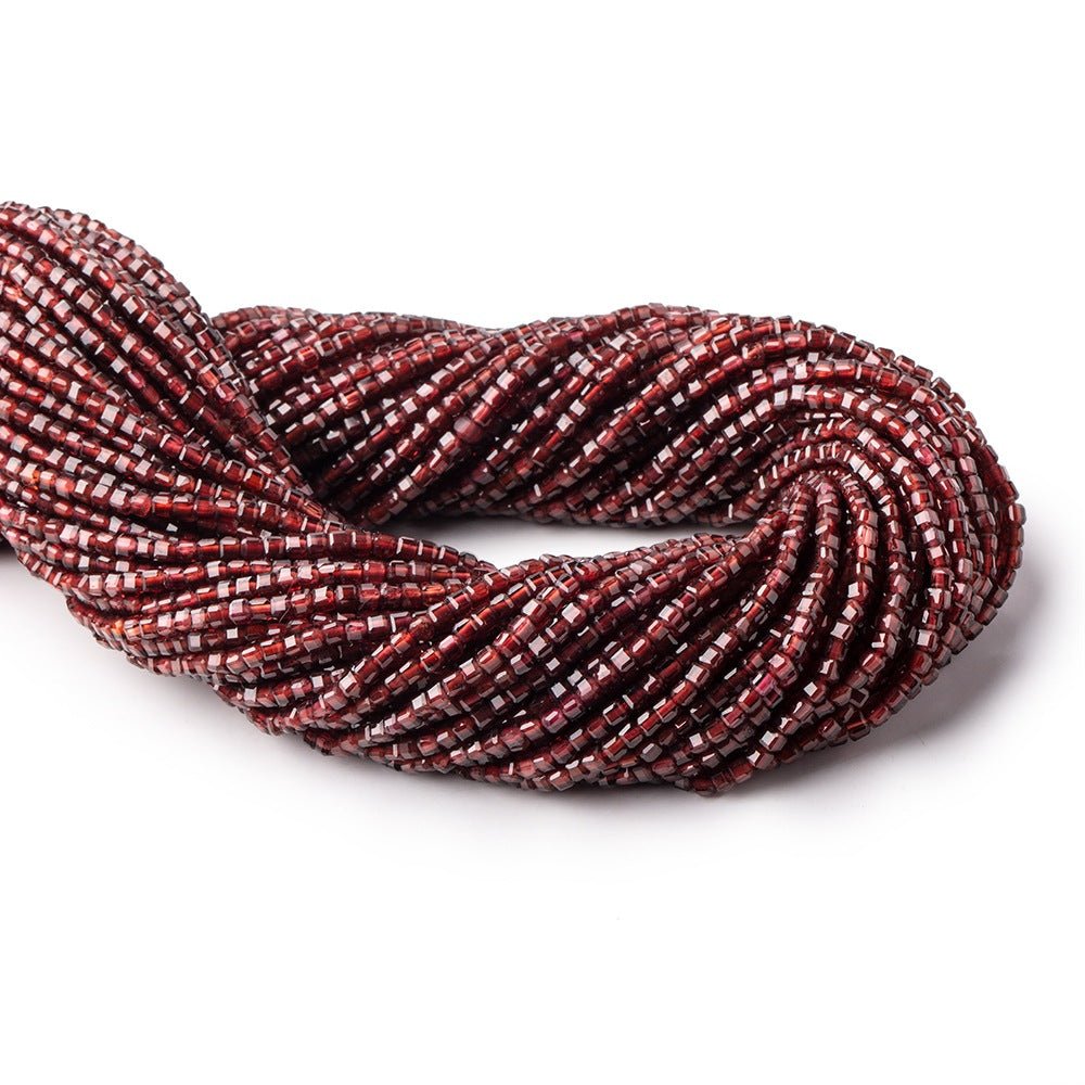 2.3mm Garnet Micro Faceted Cube Beads 12.5 inch 142 pieces (ONLINE ORDER ONLY)