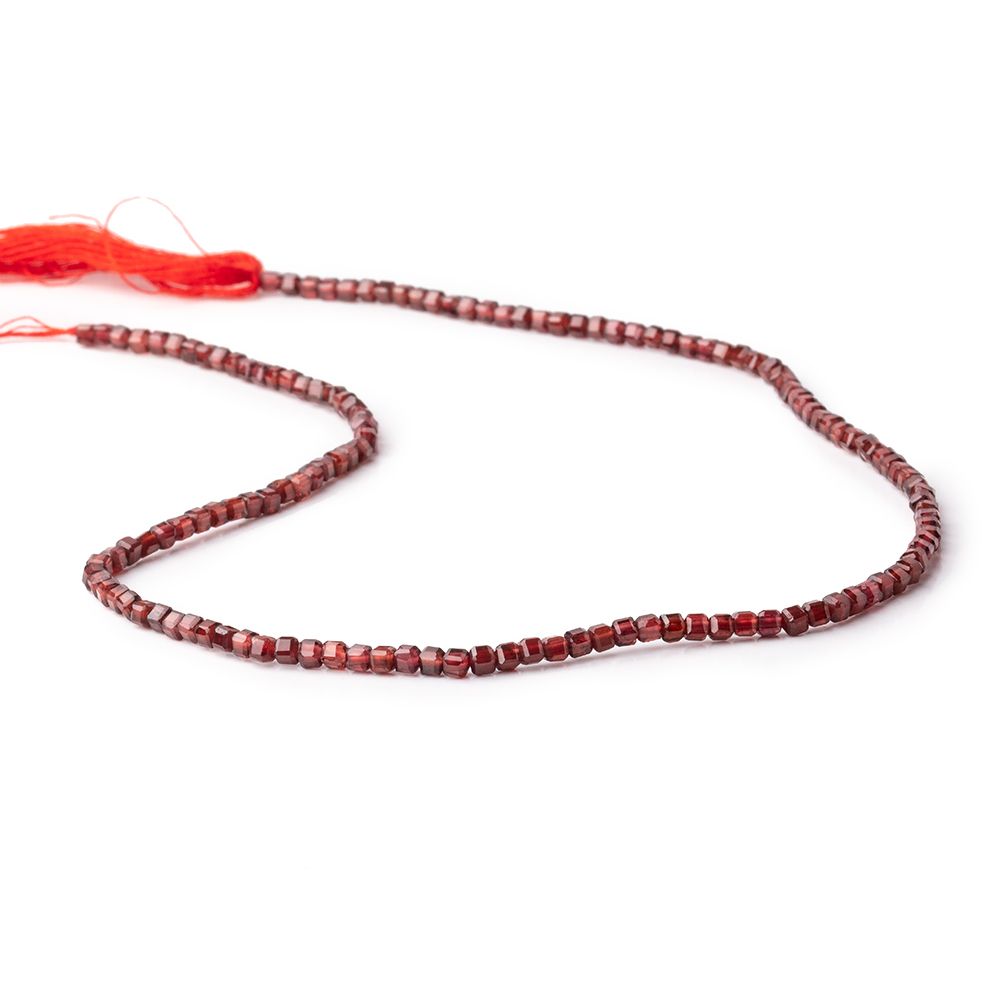 2.3mm Garnet Micro Faceted Cube Beads 12.5 inch 142 pieces (ONLINE ORDER ONLY)