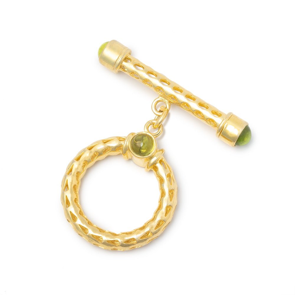 23mm Vermeil Peridot Cabochon Filigree Toggle 1 piece (ONLINE ORDER ONLY)