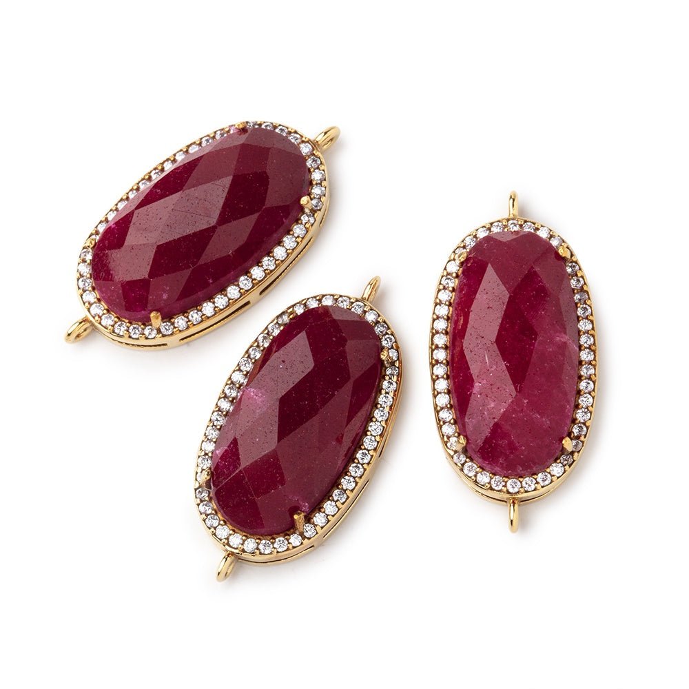 23x13mm Gold Plated CZ Bezel Ruby Oval Connector 1 Focal Bead (ONLINE ORDER ONLY)