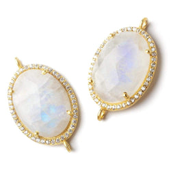 23x17mm Vermeil CZ Bezel Rainbow Moonstone Oval Connector 1 piece (ONLINE ORDER ONLY)