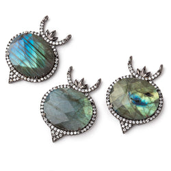23x20mm Black Gold CZ Bezel Labradorite Fancy Oval Connector 1 Focal Bead (ONLINE ORDER ONLY)