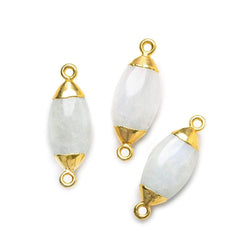 23x9mm Gold Leafed Rainbow Moonstone Oval Connector 1 piece (ONLINE ORDER ONLY)