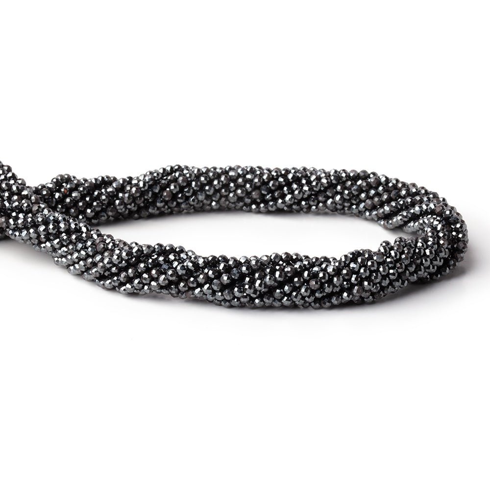 2.4mm Hematite Micro Faceted Round Beads 12.5 inch 140 pieces (ONLINE ORDER ONLY)