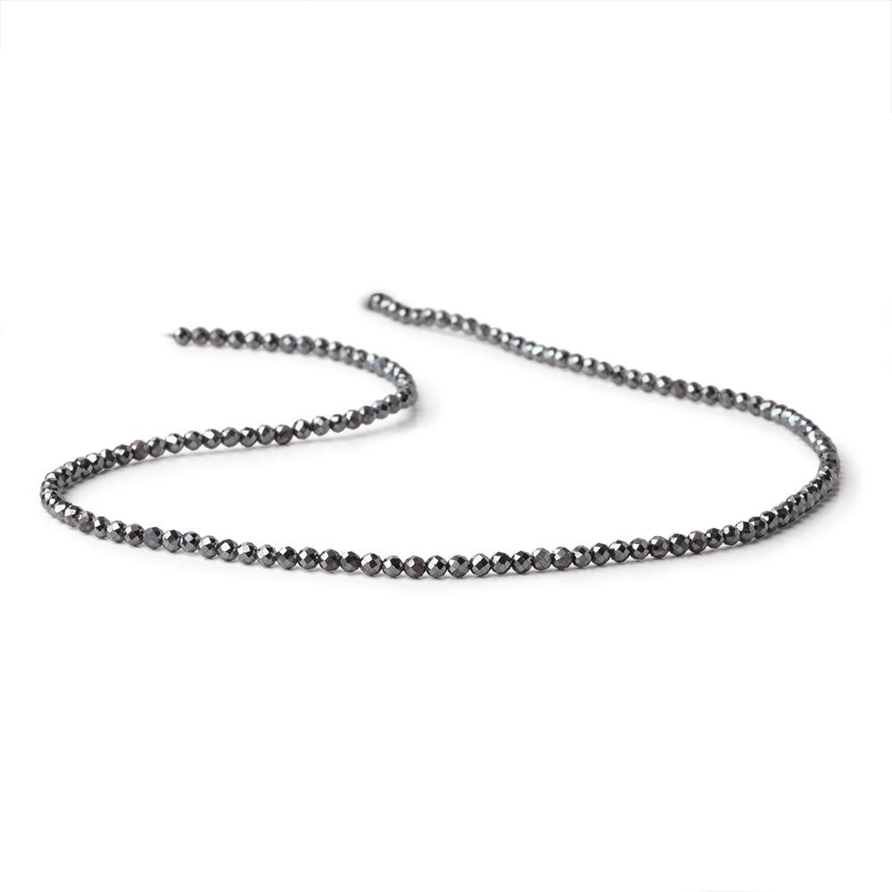 2.4mm Hematite Micro Faceted Round Beads 12.5 inch 140 pieces (ONLINE ORDER ONLY)