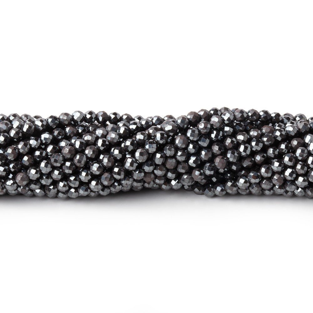 2.4mm Hematite Micro Faceted Round Beads 12.5 inch 140 pieces (ONLINE ORDER ONLY)