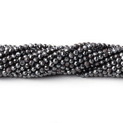 2.4mm Hematite Micro Faceted Round Beads 12.5 inch 140 pieces (ONLINE ORDER ONLY)