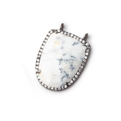 24x19mm Black Gold CZ Bezel Dendritic Opal Shield Connector 1 piece (ONLINE ORDER ONLY)